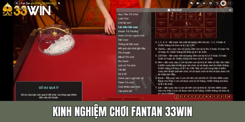 Cao thủ chia sẻ kinh nghiệm xương máu khi chơi Fantan 33win